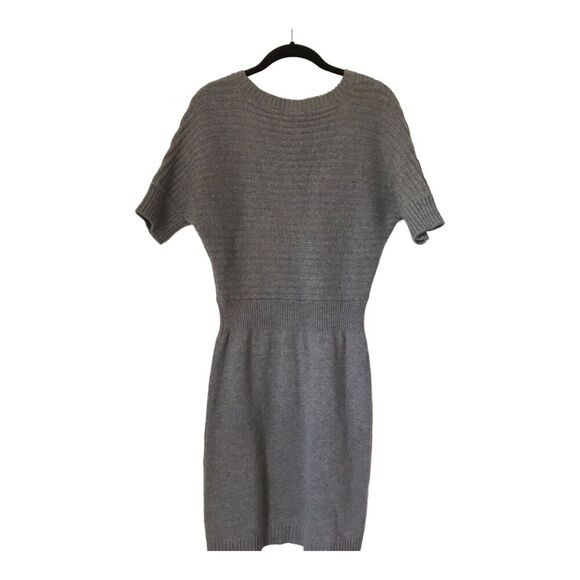 Ann Taylor Loft Dress Womens Size M Grey Sweater Wool Blend Dolman Sleeves - Picture 6 of 11